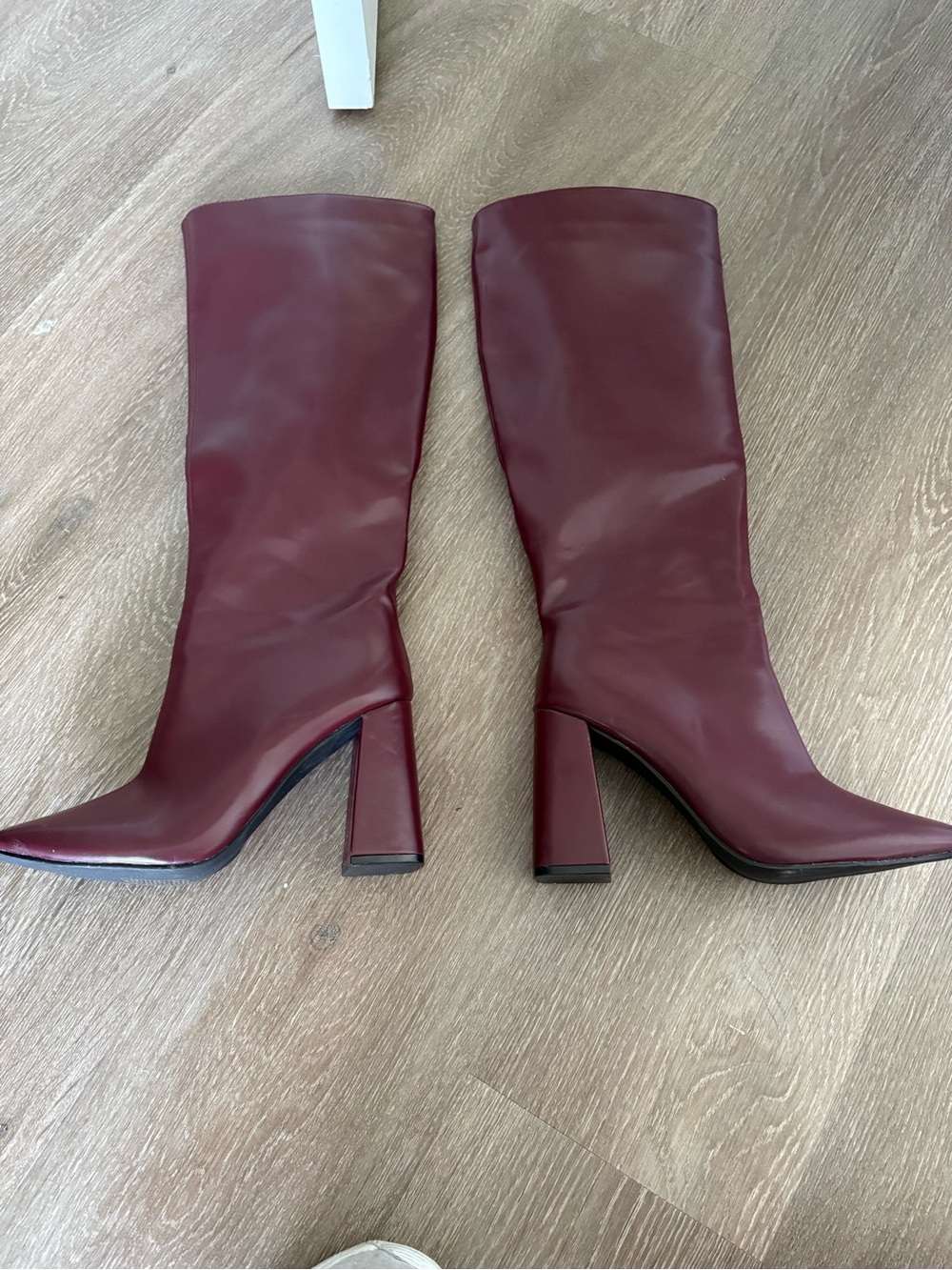 SHEIN Burgundy Tall Knee High Block Heel Boots